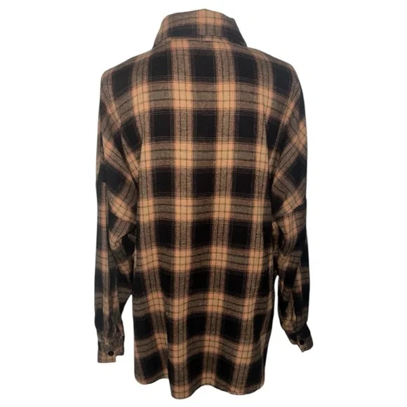 Blooming Jelly Long Sleeve Flannel Plaid Top Casual Fall Shacket Size Large - Picture 6 of 8